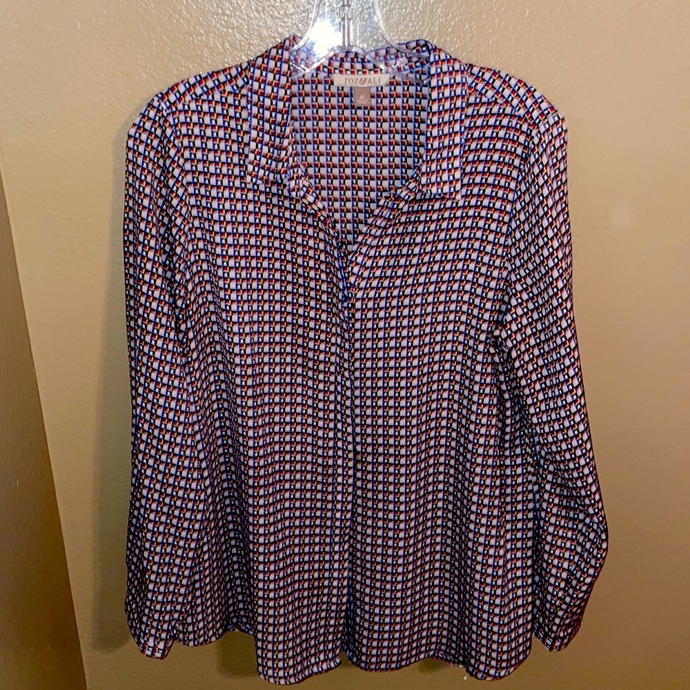 M Long sleeve roz & ali blouse like new